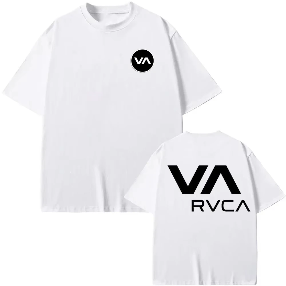 Streetwear Brand Fashion - Футболка RVCA, черная, летняя, хлопковая, с